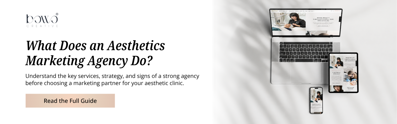 Call to action banner promoting BOWO Creative aesthetics marketing agency services for medspas and cosmetic clinics.
