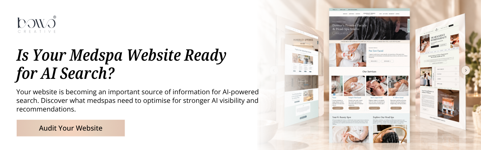 Diagram showing medspa website architecture and its impact on search visibility in AI tools like ChatGPT and Perplexity.